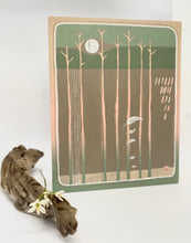 Load image into Gallery viewer, Peace and Quiet Original Gouache Painting on Board Green Titanium White and Pink